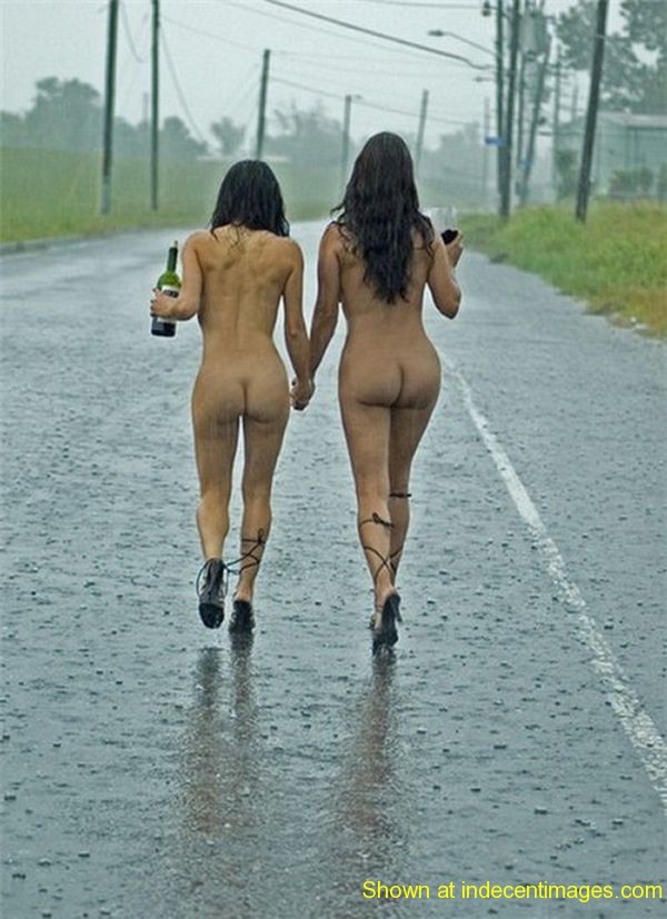 Naked in the rain