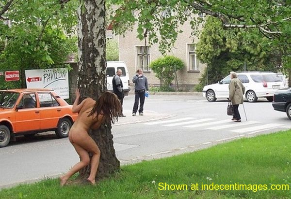 Embarrassed while naked in public