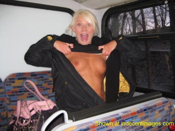 Flashing her tits on the bus