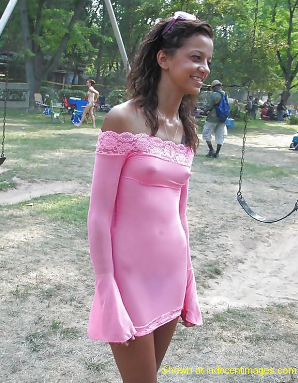 A skin-tight sheer dress and no underwear