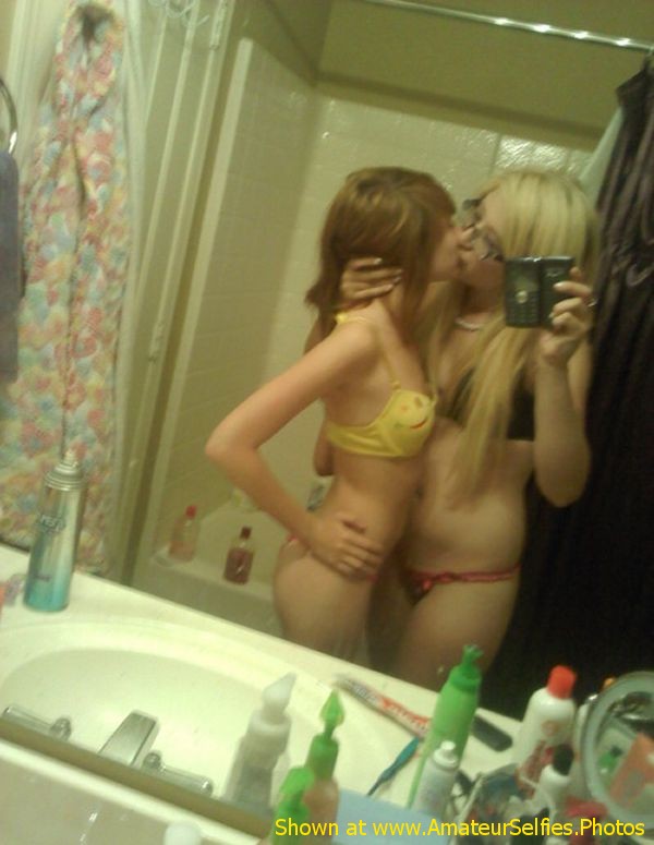 Girls kissing selfie