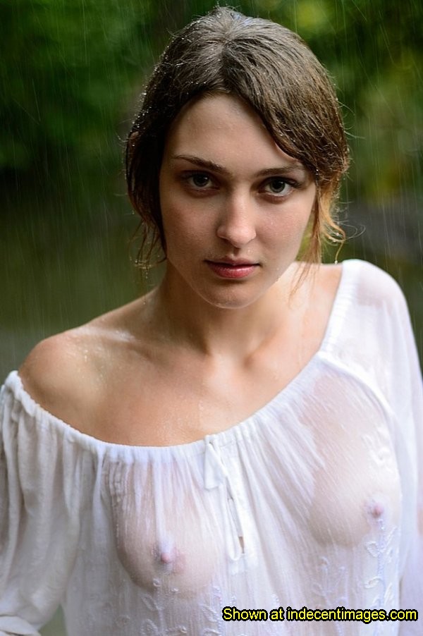 Wet see-through blouse