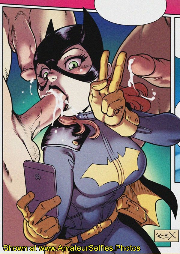 Batgirl sucks cock in a selfie